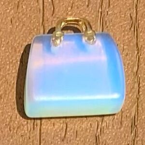 🆕OPAL GENUINE NATURAL STONE QUARTZ CRYSTAL CARVED PURSE HAND BAG TOTE CHARM #1